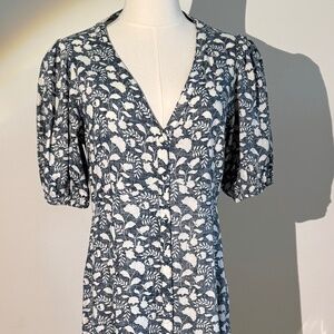 Faherty, Havana Dress, Indigo Echo Floral, Linen Blend, Size S